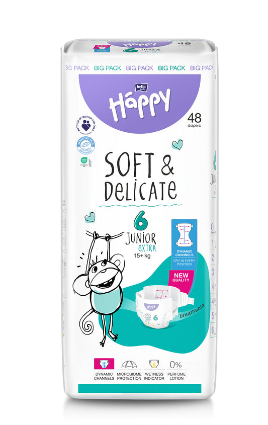 Bella Baby Happy Soft & Delicate 6 Junior Extra 15+kg — Big Pack(48)