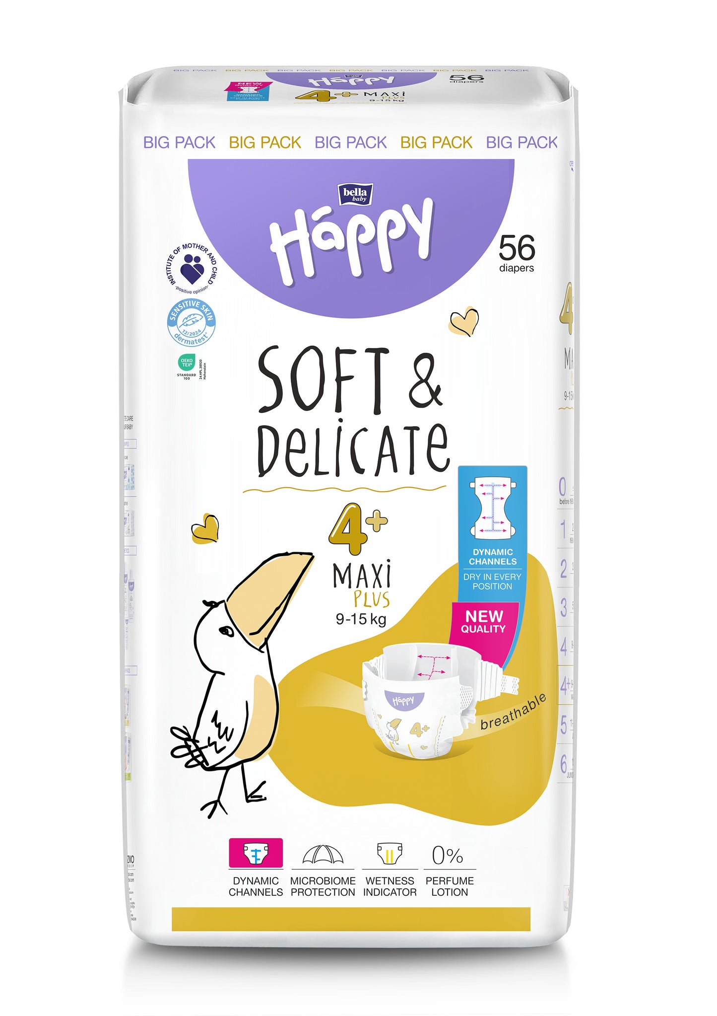 Bella Baby Happy Soft & Delicate 4+ Maxi Plus 9–15 kg — Big Pack(56)