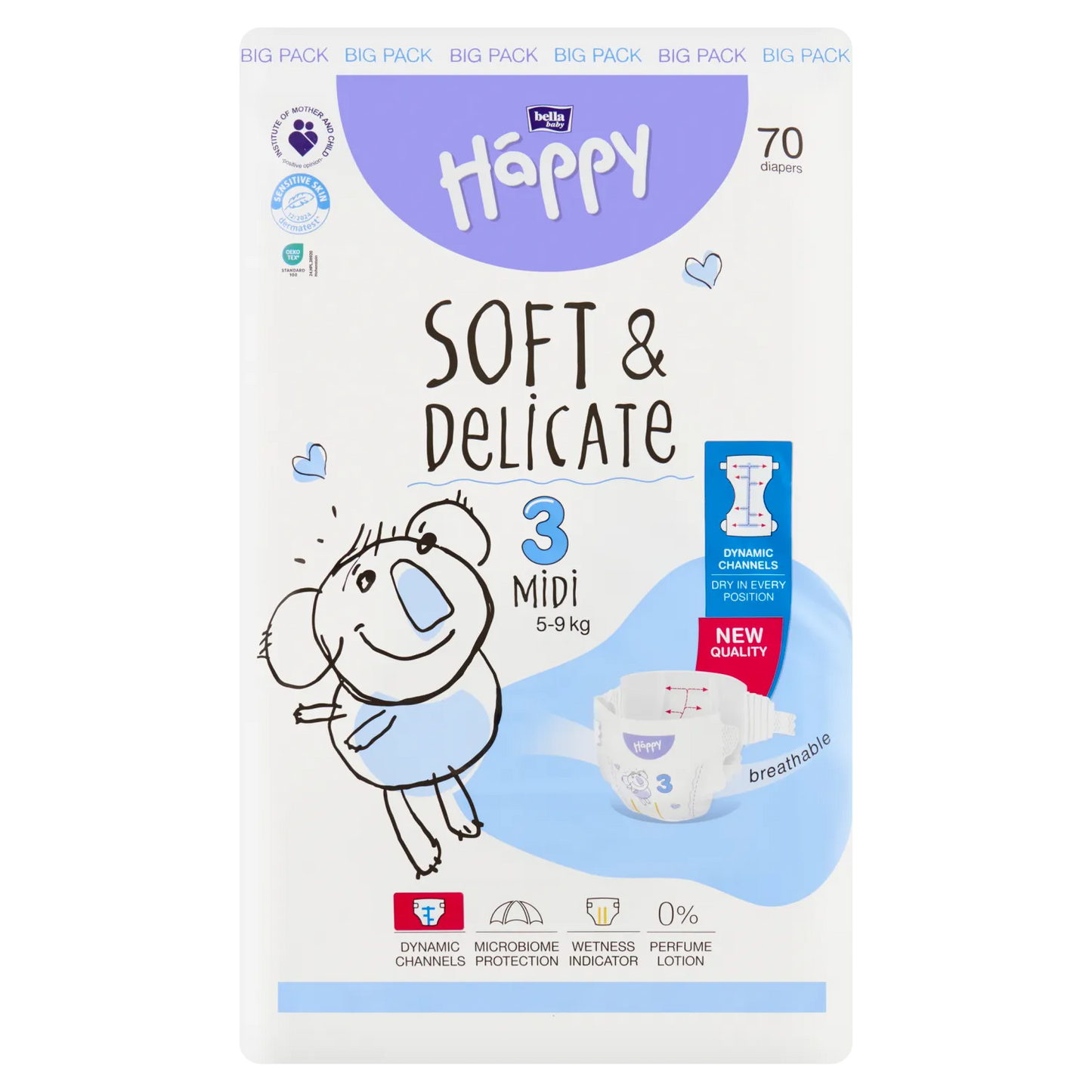 Bella Baby Happy Soft & Delicate 3 Midi 5–9 kg — Big Pack(70)